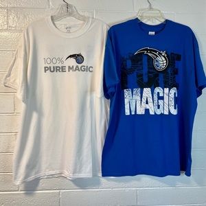Two ORLANDO MAGIC t-shirts Men’s size L one blue, one white EUC